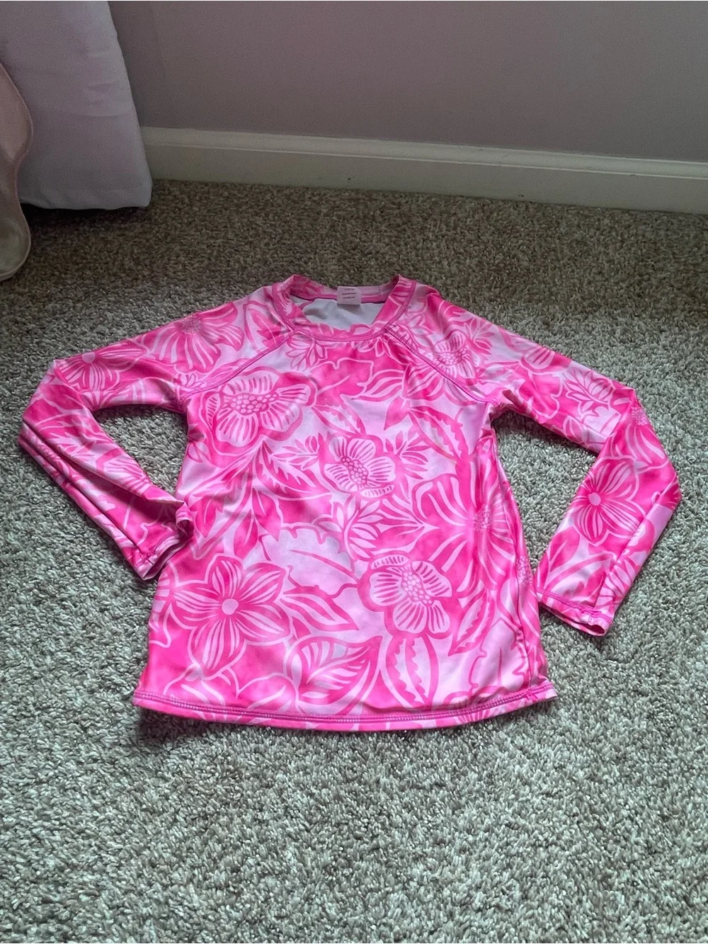 Rash guard Pink Floral Long-Sleeve Swim Shirt